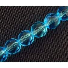 6mm Faceted Glass Beads Round - Dodger Blue - 12.5 in Strand