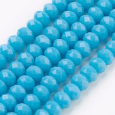 6X4mm Glass Rondelle Faceted Beads - Imitation Blue Jade - 16" Strand 88-92pcs