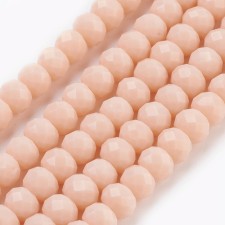 6X4mm Glass Rondelle Faceted Beads - Peach Puff - 16" Strand 88-92pcs