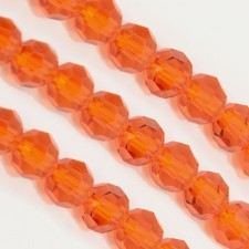 4mm Faceted Glass Beads Round - Orange - 14 in Strand