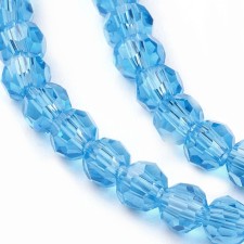 4mm Faceted Glass Beads Round - Sky Blue - 14 in Strand