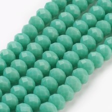 6x4mm Faceted Rondelle Glass Beads - Aquamarine - 15" Strand