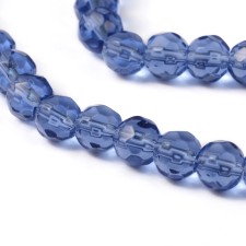 6mm Faceted Glass Beads Round - Sky Blue - 12.5 in Strand