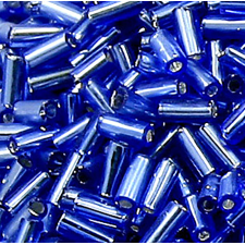 5mm Glass Bugle Beads: Silverlined Blue 20g