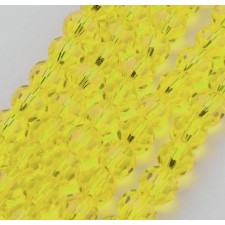 4mm Crystal Faceted Round Glass Beads - Transparent Yellow - 14.5" Strand