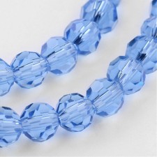 4mm Crystal Faceted Round Glass Beads - Transparent Cornflower Blue- 14.5" Strand