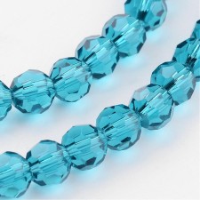 4mm Crystal Rondelle Faceted Glass Beads Round - Cyan - 14 in Strand