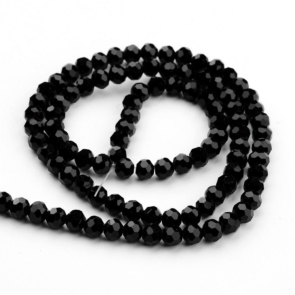 4mm Black Crystal Glass Beads #CB4-10