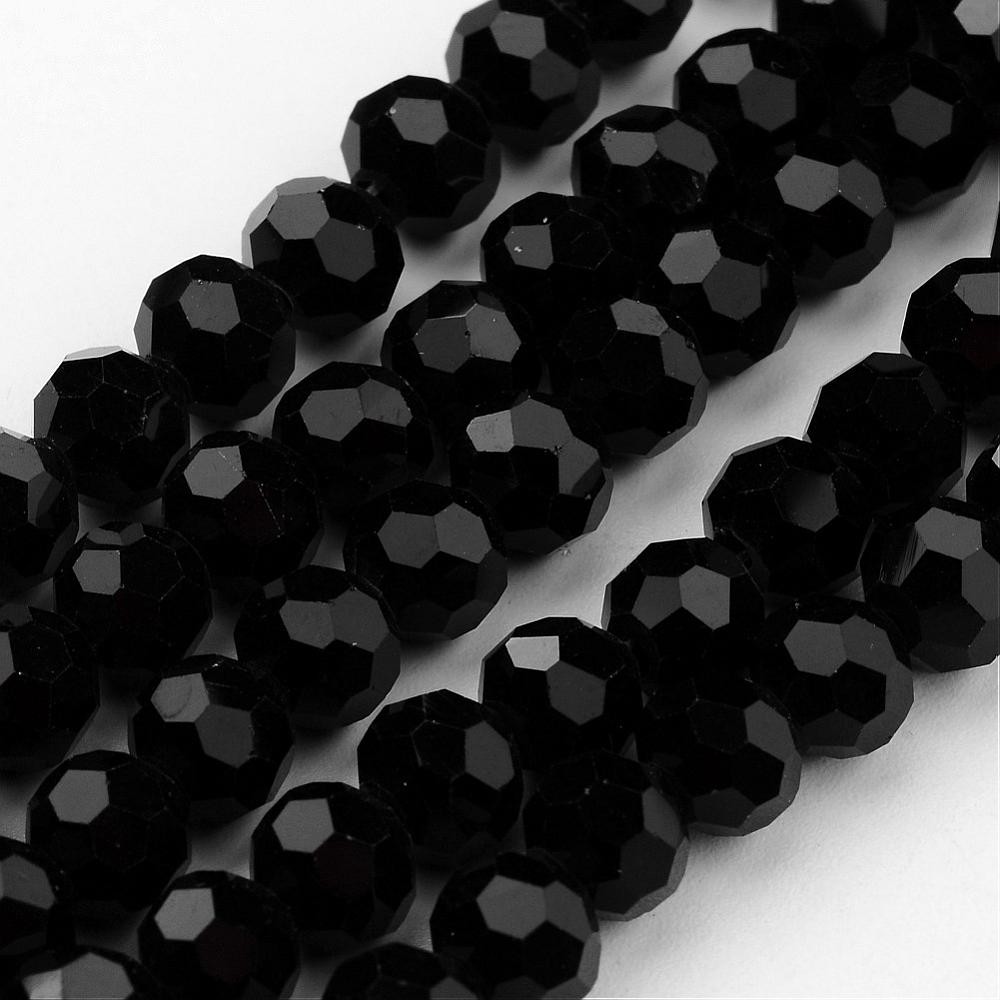 Black and Gold Faceted Rondelle Beads 4mm 4043