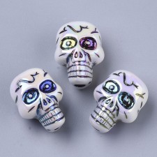 Large Acrylic Skull Beads 23x17mm AB white 8pcs