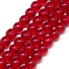 4mm Round Glass Beads Strand Transparent Red 13" Strand