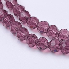 4mm Faceted Glass Beads Round - Purple - 14 in Strand