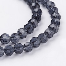 4mm Faceted Glass Beads Round - Prussian Blue - 14 in Strand