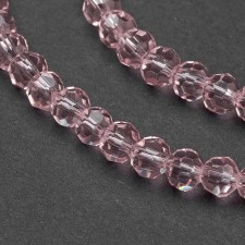 4mm Faceted Glass Beads Round - Misty Rose Pink - 14 in Strand