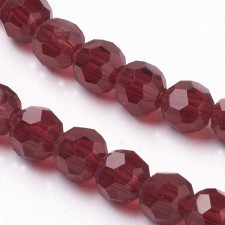 4mm Faceted Glass Beads Round - Dark Red - 14 in Strand