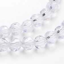 4mm Crystal Rondelle Faceted Glass Beads Round - Clear - 14 in Strand
