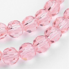 4mm Austrian Crystal Faceted Round Beads - Transparent Pink - 14" Strand