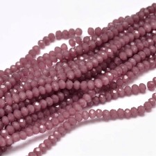 3x2mm Crystal Faceted Round Beads - Old Rose - 13" Strand