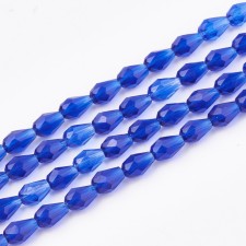 5x3mm tear Drop Transparent Glass Bead Strands, Faceted,  Blue