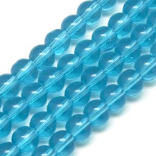 4mm Round Glass - Transparent Dodger Blue - 13" Strand