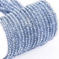 2x1.5mm Rondelle Electroplate Glass Beads Strands, Pearl Lustre Steel  Blue 14" Strand