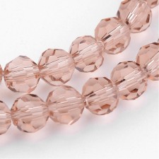 4mm Crystal Faceted Round Glass Beads - Transparent Peach - 14.5" Strand