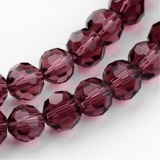 4mm Crystal Faceted Round Glass Beads - Transparent Purple - 14.5" Strand