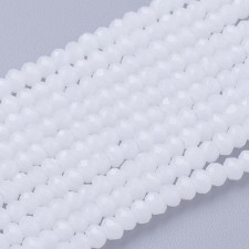 3x2mm Crystal Faceted Rondelle Beads -  White - 17" Strand