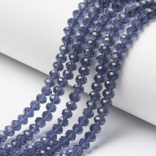 4x3mm Faceted Rondelle Glass Beads - Slate Blue - 16.5" Strand