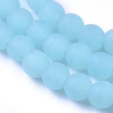2.5mm Frosted Matte Transparent Glass Beads - Sky Blue - 15" Strand