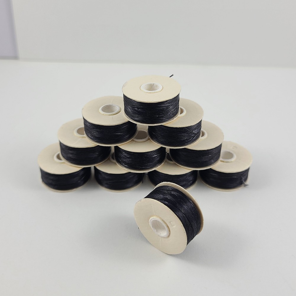 Thread, Coats Nymo®, Nylon, Black, size D. 64yd Spool Dia 0.3