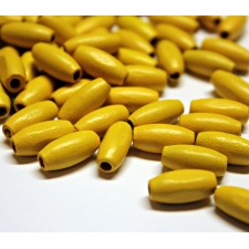 Wood Oval Beads 15mmx7mm - Yellow (Pack 50g approx 200pcs)