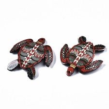 Printed Acrylic Pendants, Turtle, Colorful, 47.5x41x5mm, Hole: 2mm