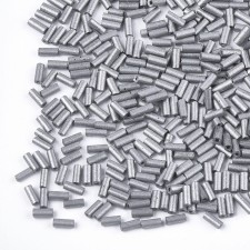 5mm Glass Bugle Beads:  Metallic Silver 20g