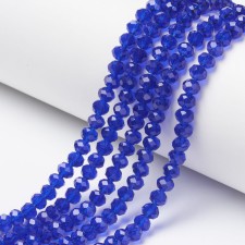 4x3mm Faceted Rondelle Glass Beads -  Transparent Cobalt Blue - 16.5" Strand
