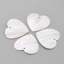 32x30mm Natural Freshwater Shell Heart Cabochons Mother of Pearl - 2pcs