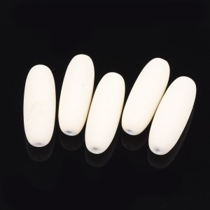 Large Rubber Beads Cream 35x12mm