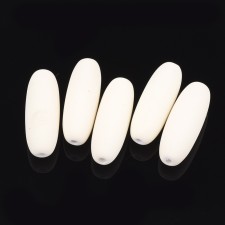 Rubberized Acrylic Oval Shape Beads 35x12mm Cream 10pcs