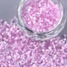 Satin Cats Eye Glass Barrel Seed Beads 20g bag Pink