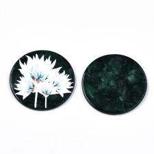 White Thistle Flower 3D Printed Pendant Resin Cabochon Green