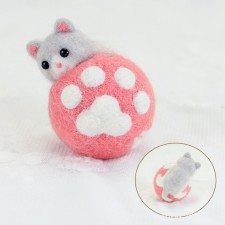 Cat with Ball Needle Felting Starter Kit, with Wool Felt and Punch Needles
