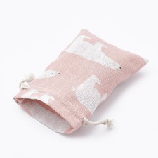 10pcs Polycotton(Polyester Cotton) Packing Pouches Drawstring Bags, with Printed Polar Bear 14x10cm