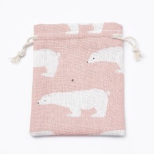 10pcs Polycotton(Polyester Cotton) Packing Pouches Drawstring Bags, with Printed Polar Bear 14x10cm