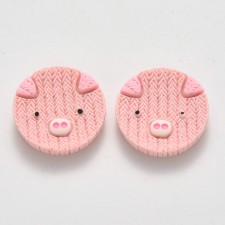 Pink Pigs Resin Cabochon Flatback Embellishments 23mm 6pcs
