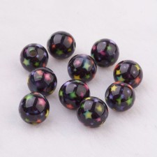 10pc Round Resin Beads Black with Stars Pattern, 10mm Hole:2mm