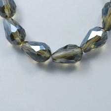 6x4mm Drop Beads, Electroplated Transparent Glass Strands, Faceted, Slate Grey