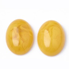 Resin Cabochons Flatback Embellishment,  Oval Yellow  18x13x5.5mm 10pcs