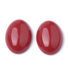 Resin Cabochons Flatback Embellishment,  Oval Crimson Red,  18x13x5.5mm 10pcs