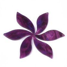 Leaf Shape Resin Pendants, Cabochon Flatback, 46x18mm 2pc Indigo purple