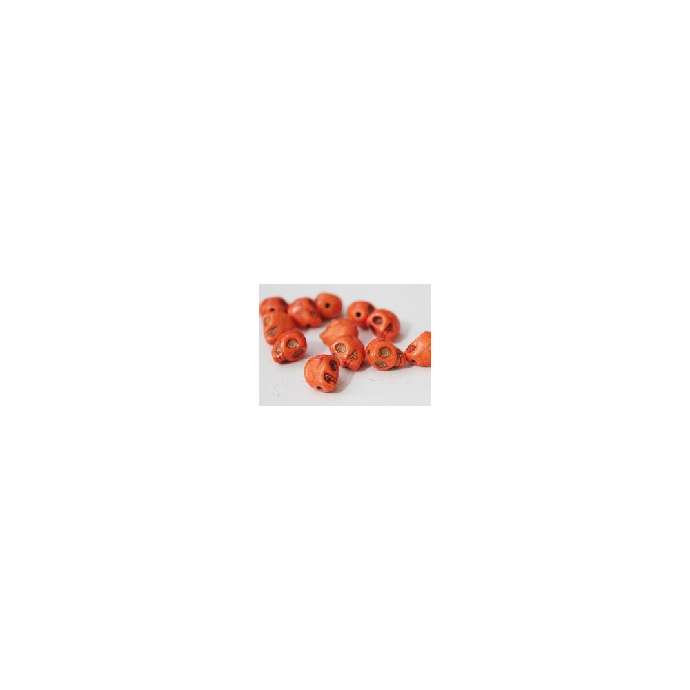 Howlite Skull Beads - Orange